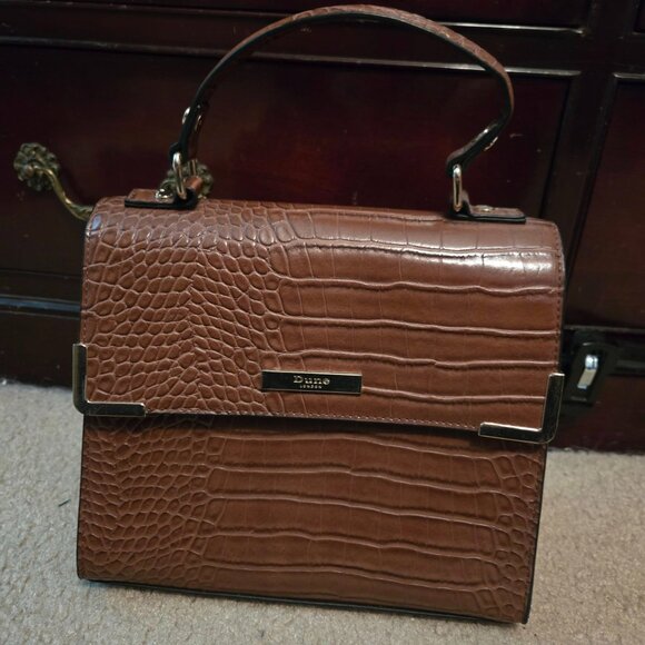 Dune London Brown Faux Croc Embossed Crossbody Purse - Picture 2 of 11